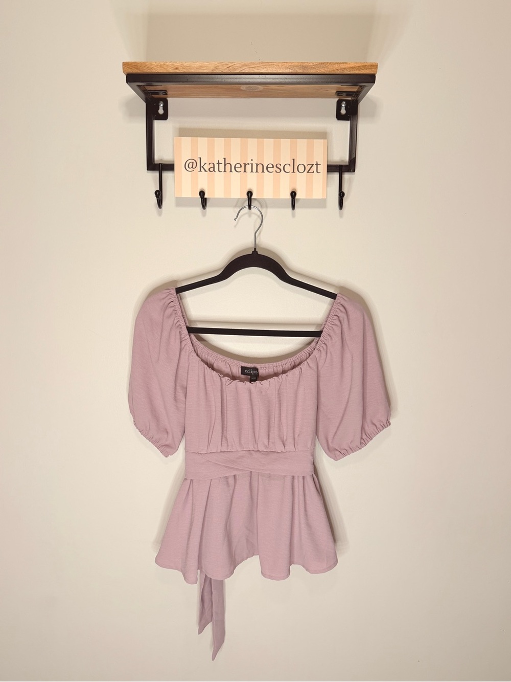 Eclipse Dusty Lilac Puff-Sleeve Peplum Top